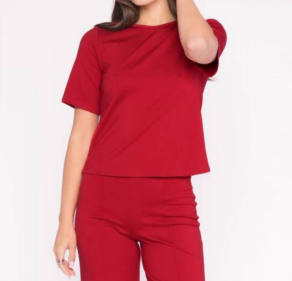 NEW RIPLEY RADER ponte crew neck knit top in red